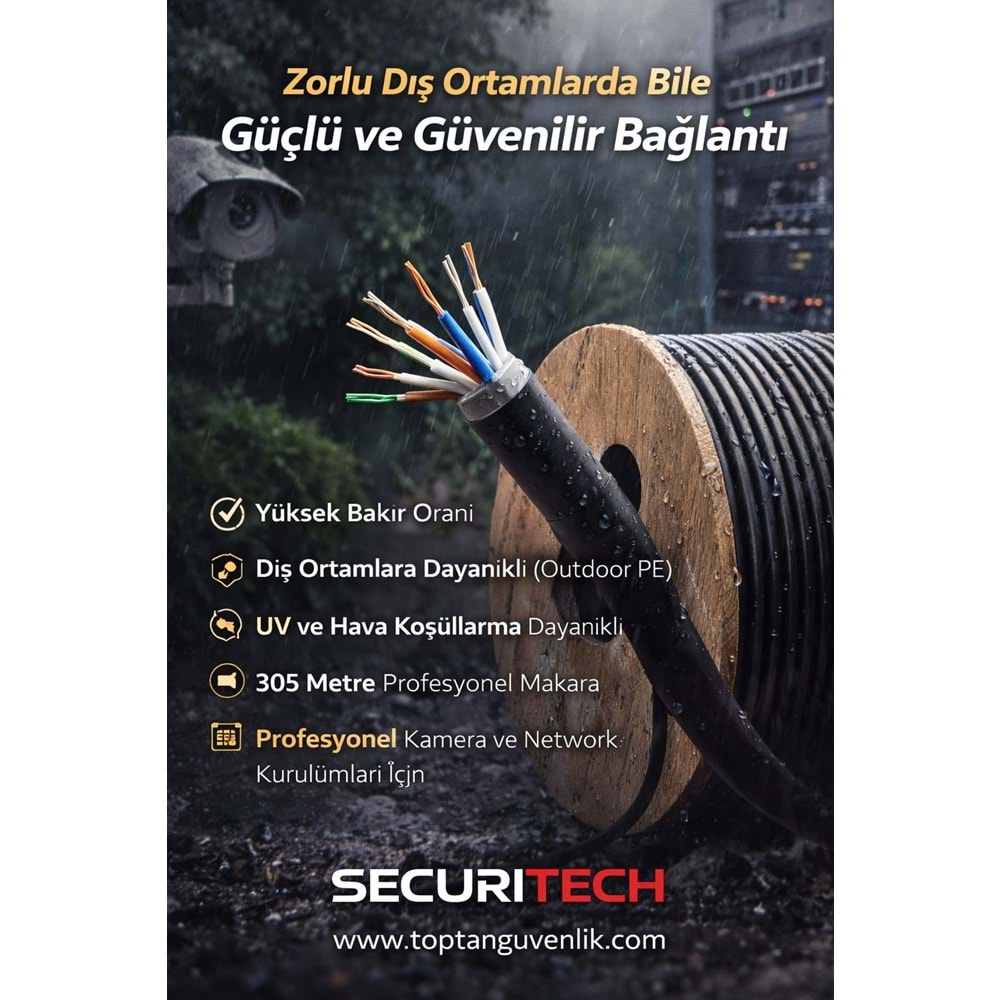 SECURITECH 23AWG CAT6 OUTDOOR (PE) 0.57MM CCA 305MT KABLO