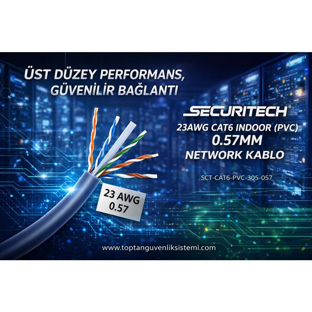 SECURITECH 23AWG CAT6 INDOOR (PVC) 0.57MM CCA 305MT KABLO