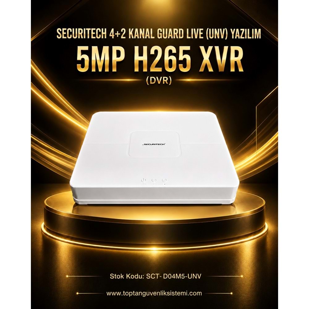 SECURITECH 4+2 KANAL GUARD LIVE (UNV) YAZILIM 5MP H265 XVR (DVR)
