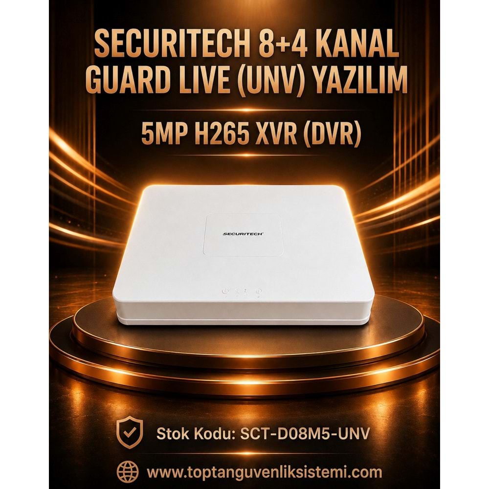 SECURITECH 8+4 KANAL GUARD LIVE (UNV) YAZILIM 5MP H265 XVR (DVR)