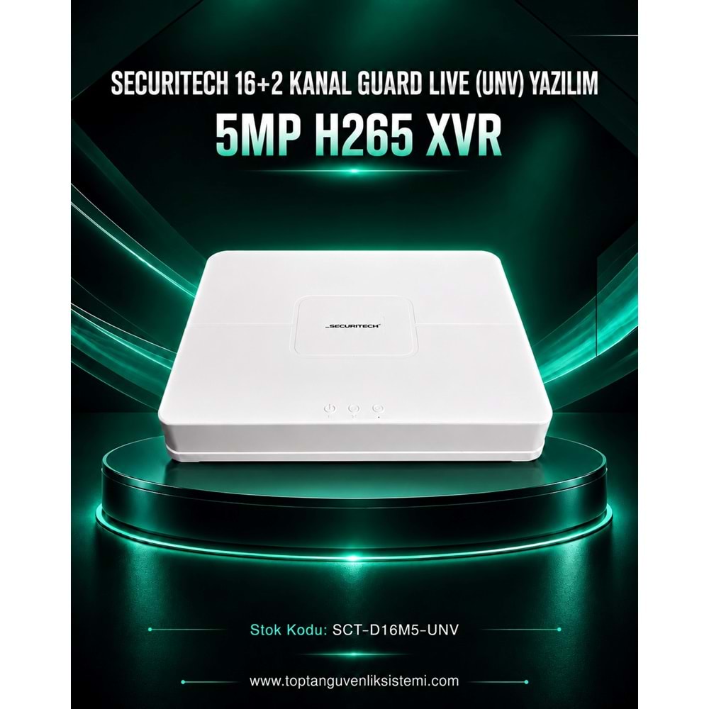 SECURITECH 16+2 KANAL GUARD LIVE (UNV) YAZILIM 5MP H265 XVR