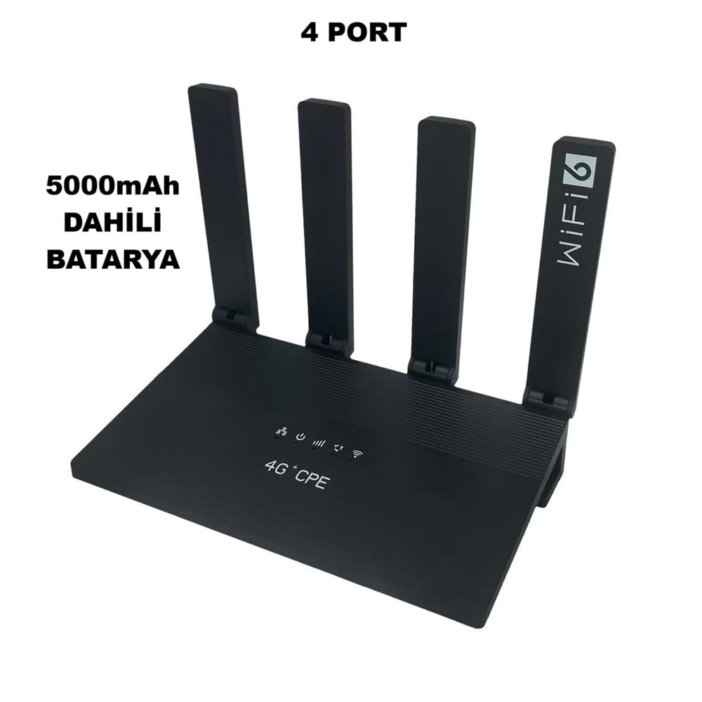SOLIDFAST 4G 4PORT WİFİ6 5000mAh DAHİLİ BATARYALI MODEM EU BAND 4GR800