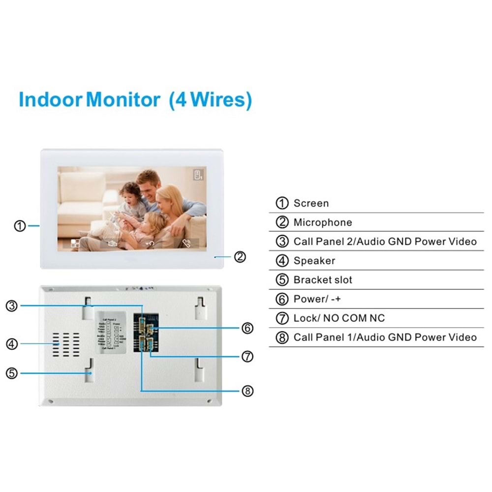 SECURITECH 4 TEL 7 INCH VİLLA TİPİ İNTERKOM SETİ SKY-LNX-M72T4W-4W+SKY-LNX-P5-4W