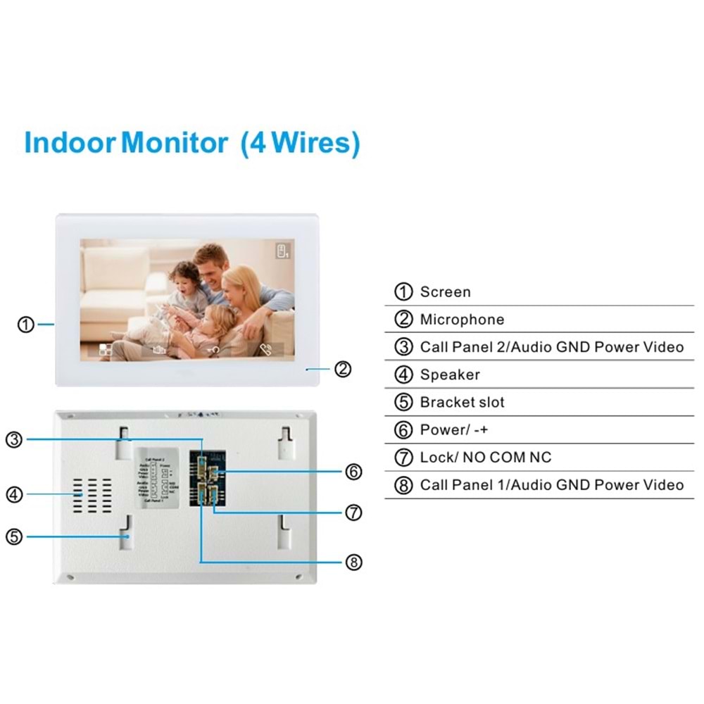 SECURITECH 4 TEL 7 INCH VİLLA TİPİ İNTERKOM SETİ SKY-LNX-M72T4W-4W+SKY-LNX-P5-4W