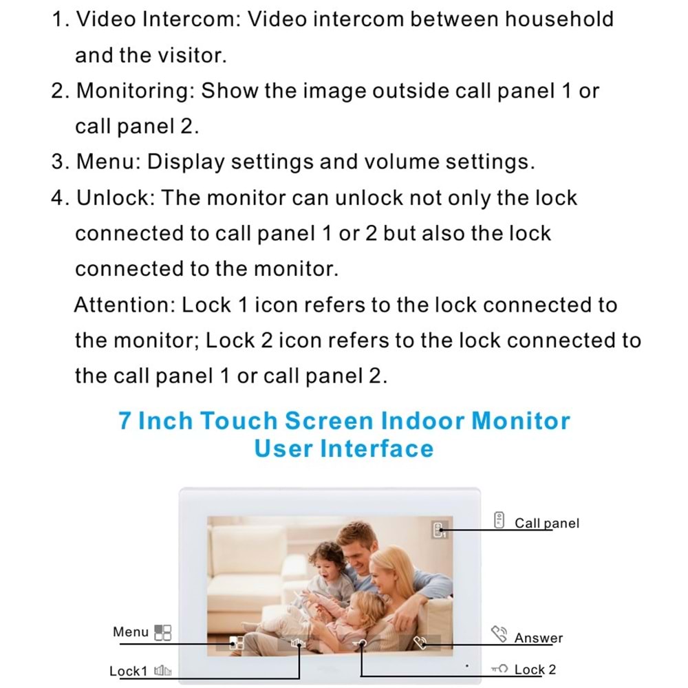 SECURITECH 4 TEL 7 INCH VİLLA TİPİ İNTERKOM SETİ SKY-LNX-M72T4W-4W+SKY-LNX-P5-4W