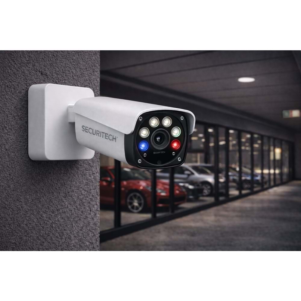 SECURITECH FLAŞÖRLÜ 5MP IP TRIPLE LED POE SESLİ (MEEYE SERİ ) BULLET KAMERA 15M.KASA (E26)(B7)