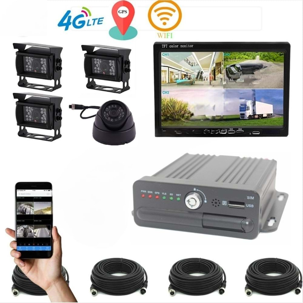 SECURITECH 4G&GPS 4 KANAL ARAÇ KAMERASI SETİ SCT-KD898-4G