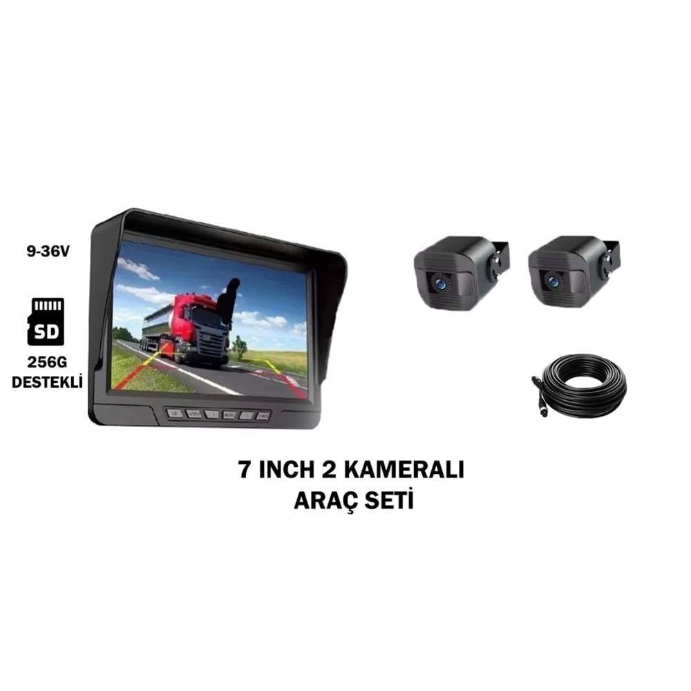 SECURITECH MODEL D06PLUS 7 INCH EKRAN DVR 2 KAMERALI ARAÇ KAMERA SETİ