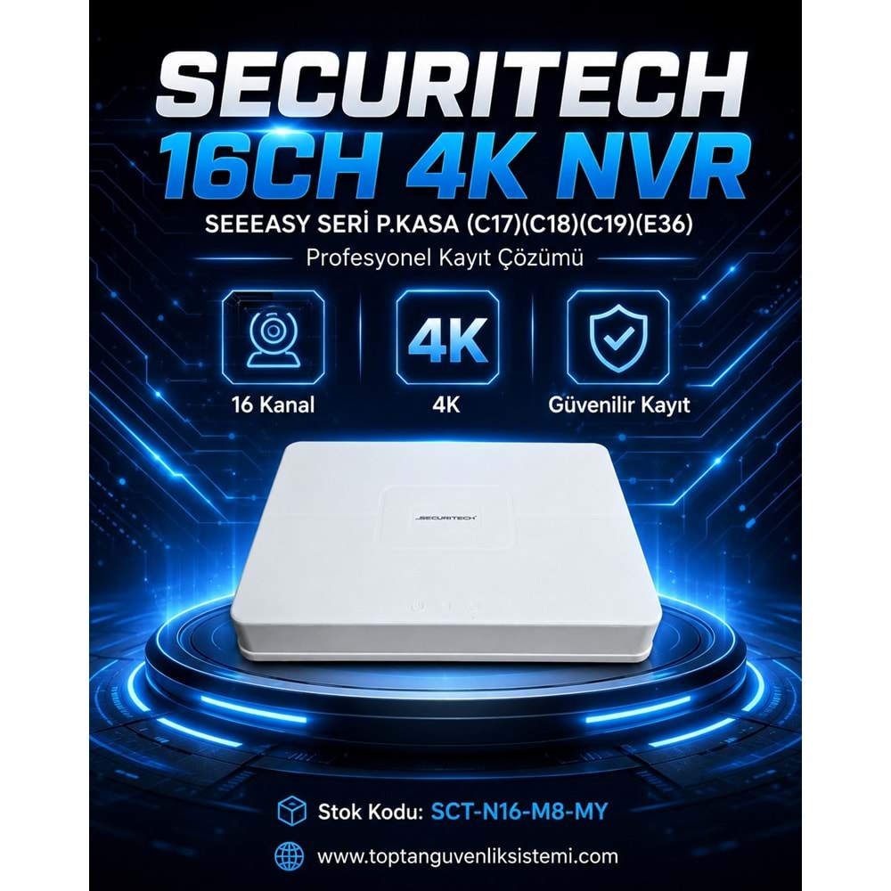 SECURITECH 16CH LINKEASY SERI 4K NVR P.KASA (C17)(C18)(C19)(E36)