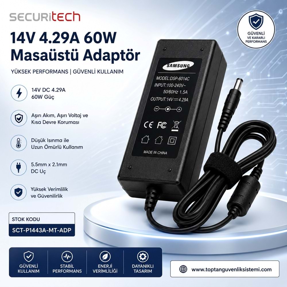 SAMSUNG 14V 4.29A 60W MASA TİPİ ADAPTÖR (DSP-6014C) ( 12V AKÜ ŞARJ EDİLEBİLİR) (A)