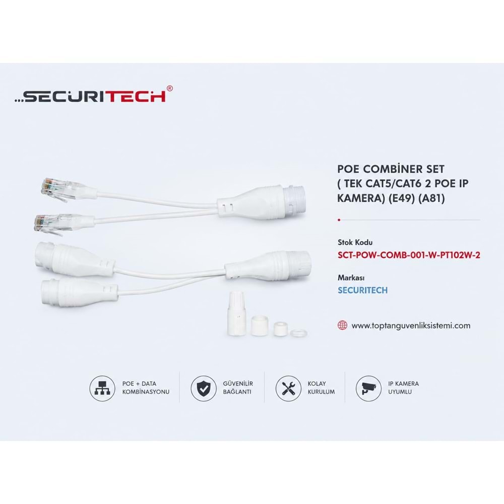 POE COMBİNER SET ( TEK CAT5/CAT6 2 POE IP KAMERA) (E49) (A81)