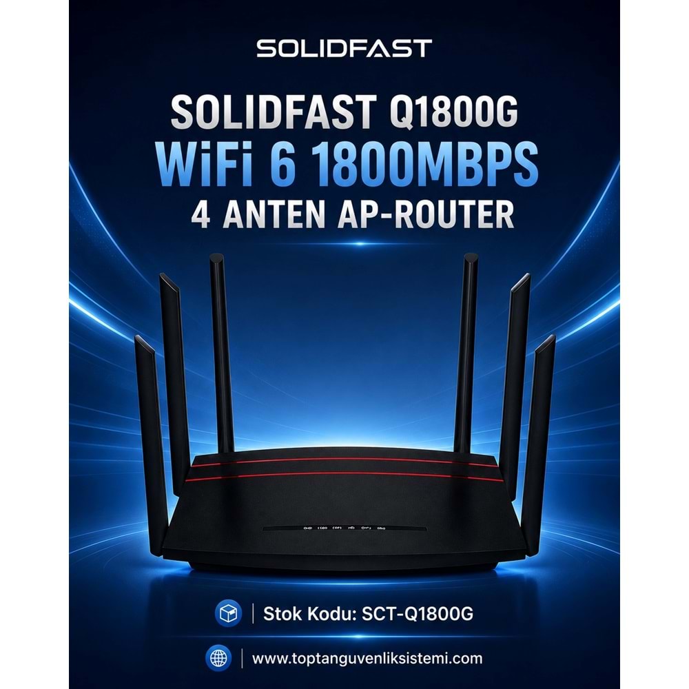 SOLIDFAST Q1800G WİFİ 6 1800MBPS 4 ANTEN AP-ROUTER