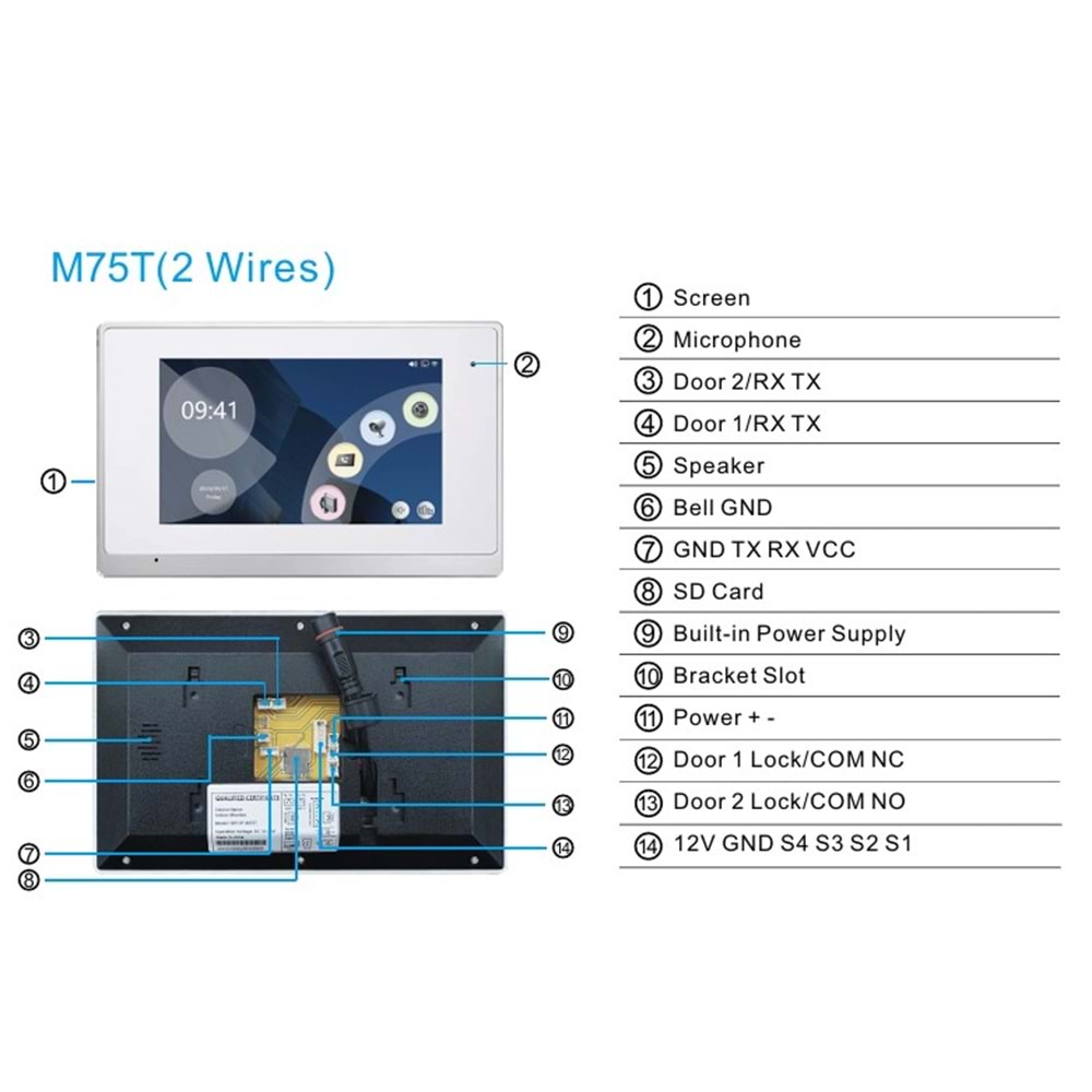 SECURITECH 2 TEL TUYA-SMART LİFE AKILLI İNTERKOM SETİ SKY-IP-M75TTUYA-2W+SKY-IP-P4-2W
