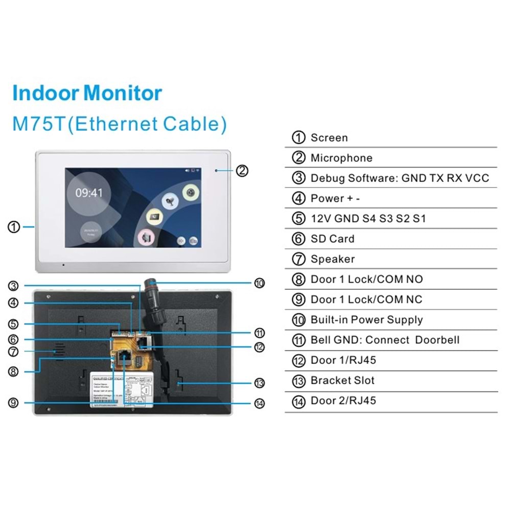 SECURITECH 2 TEL TUYA-SMART LİFE AKILLI İNTERKOM SETİ SKY-IP-M75TTUYA-2W+SKY-IP-P4-2W