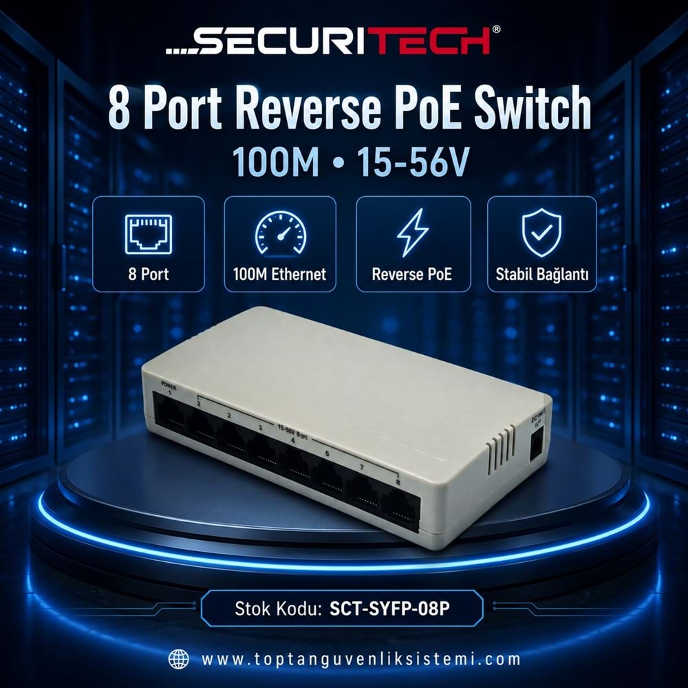 SECURITECH 8 PORT 100M 15-56V REVERSE POE SWITCH SYFP-08P(A52)