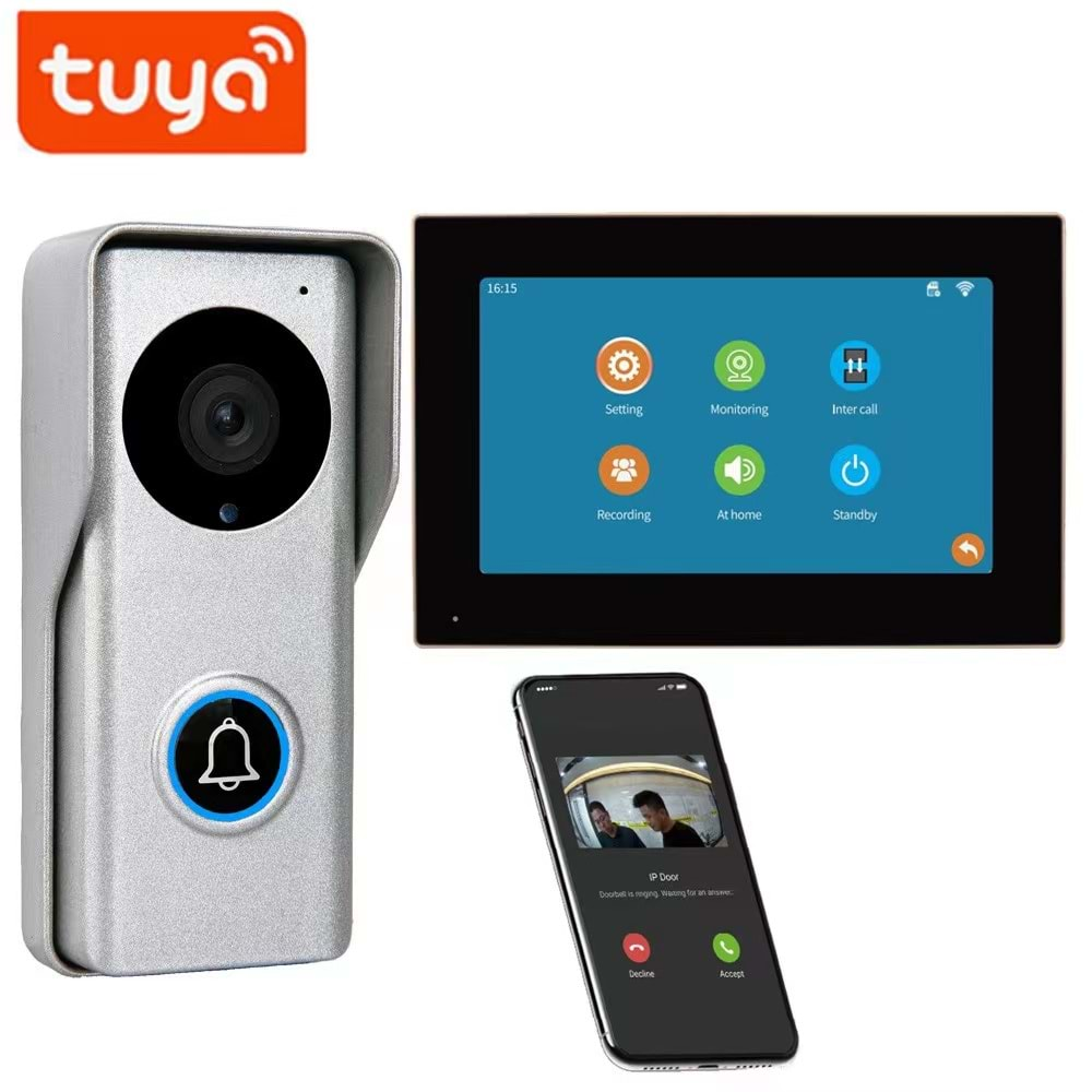 SECURITECH TUYA WIFI VILLA TİPİ İNTERKOM SET 7 INCH(A39)