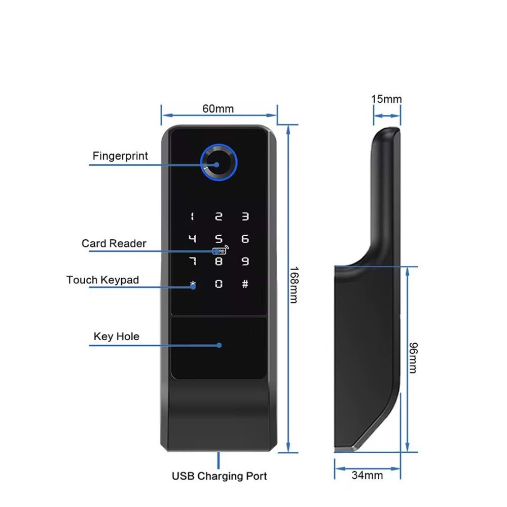 SECURITECH TİRAJLI APARTMAN TİP TEK YÖN WİFİ AKILLI PARMAK İZİ,KART,ŞİFRE KİLİT SETİ