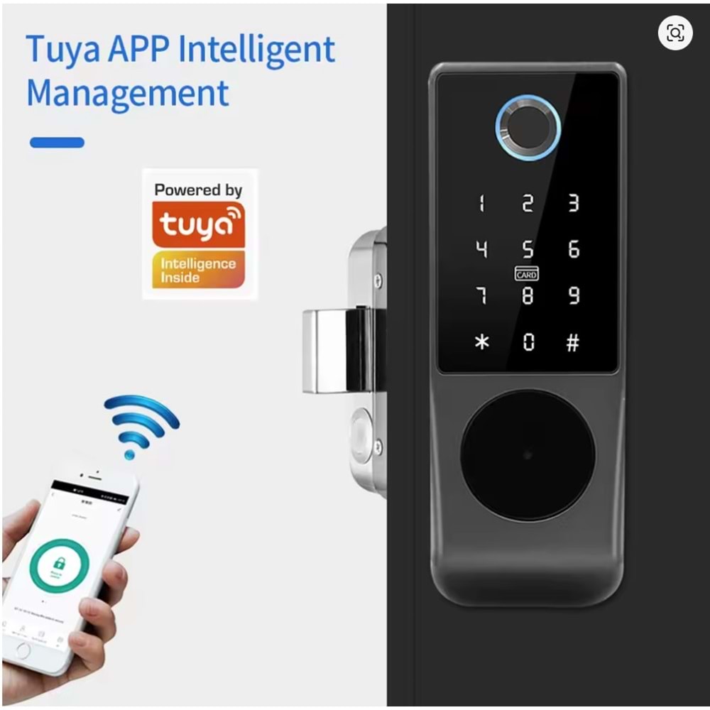 SECURITECH TİRAJLI APARTMAN TİP TEK YÖN WİFİ AKILLI PARMAK İZİ,KART,ŞİFRE KİLİT SETİ