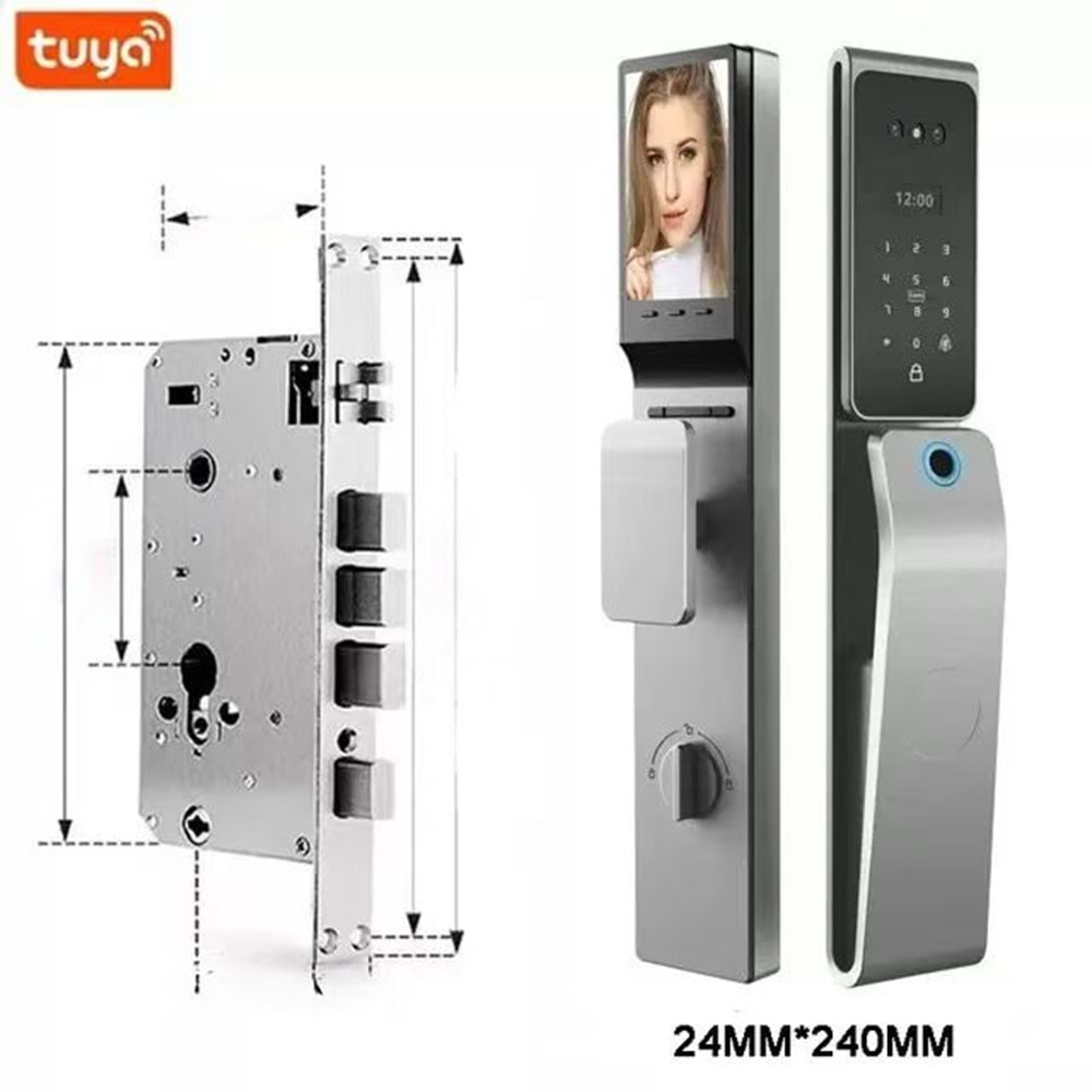 SECURITECH HP-01 6085 YÜZ-TANIMA-PARM.AVUÇ OKUMA ŞİFRE KART APP TUYA SMART LİFE AKILLI KİLİT SETİ