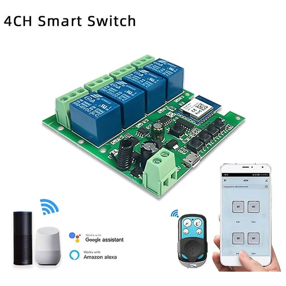 SECURITECH ZIGBEE 4 LÜ RÖLE KARTI (4CH INCHING SWITCH)(E32)