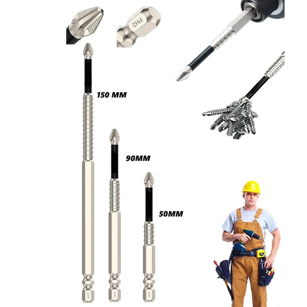 SOLIDFAST ANTI-SLIP K5 150-90-50MM 3 LÜ KAYDIRMAZ PH2 UÇ SETİ