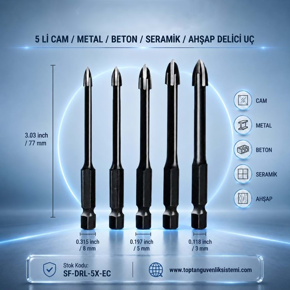 SOLIDFAST 5 Lİ CAM/METAL/BETON/SERAM./AHŞAP DELİCİ UÇ