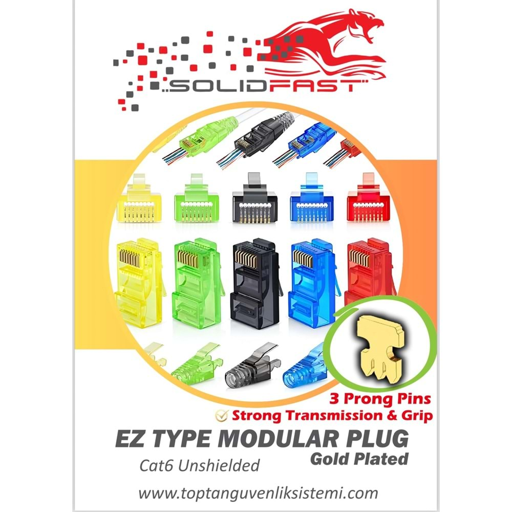 SOLIDFAST EZ TİP RJ45 CAT6 MODULER PLUG KIRMIZI (100 LÜ KUTU)(A1)(E13)