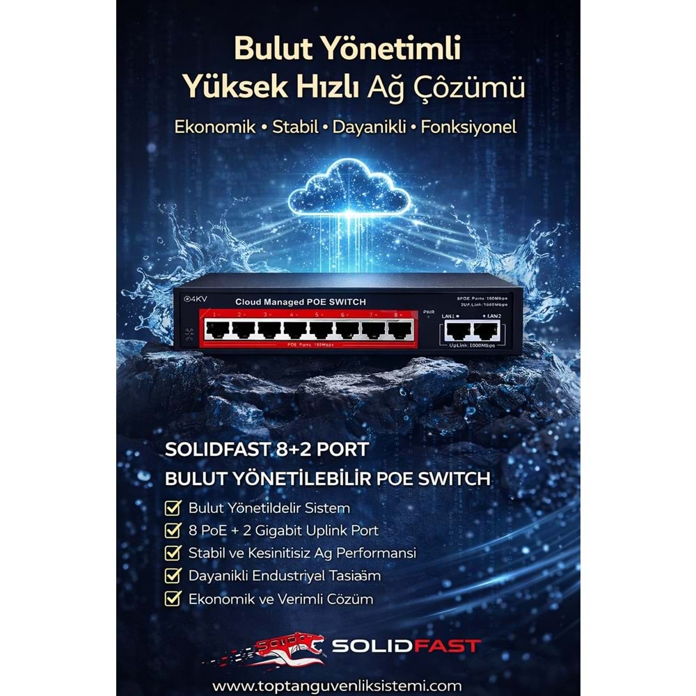 SOLIDFAST 8+2 PORT BULUT YÖNETİLEBİLİR GİGABİT POE SWİTCH