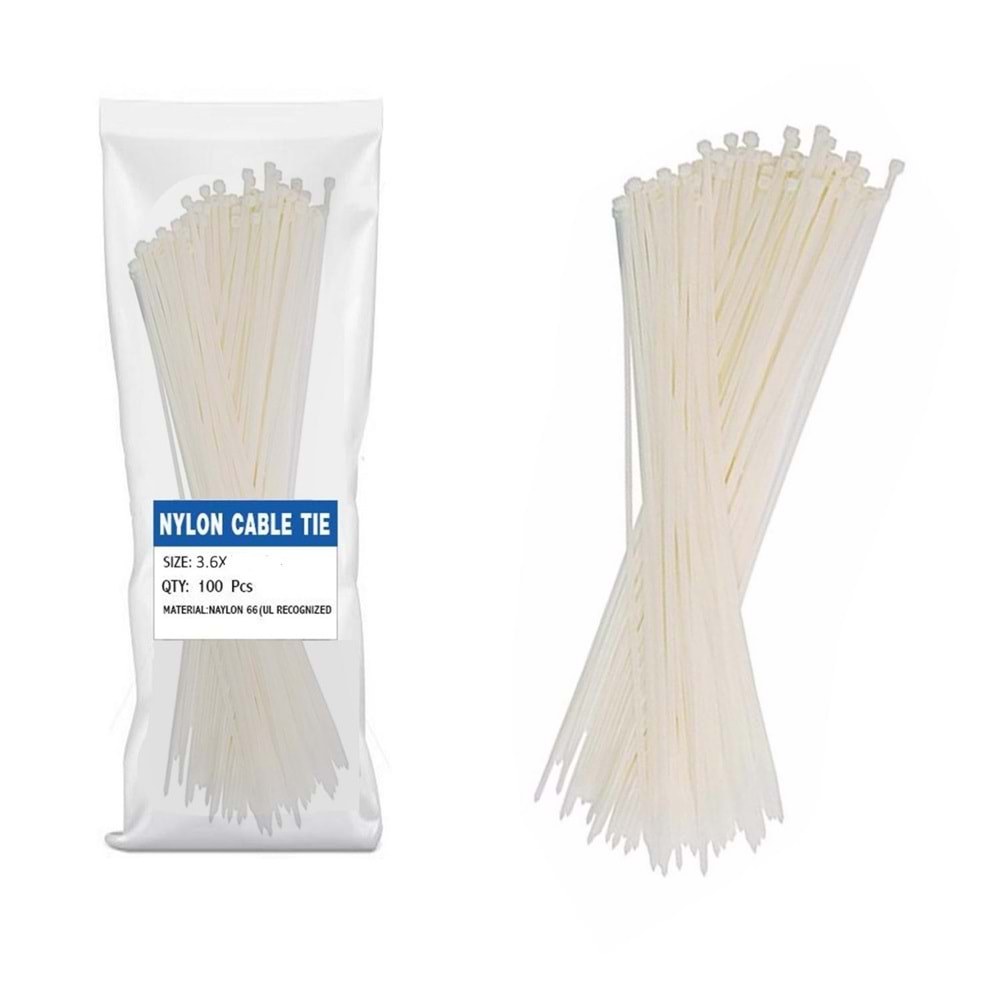 SOLIDFAST BEYAZ 3.6x250 PLASTİK KELEPÇE 100 LÜ PAKET (İYİ KALİTE )(KLİPS)(E49)( A46)