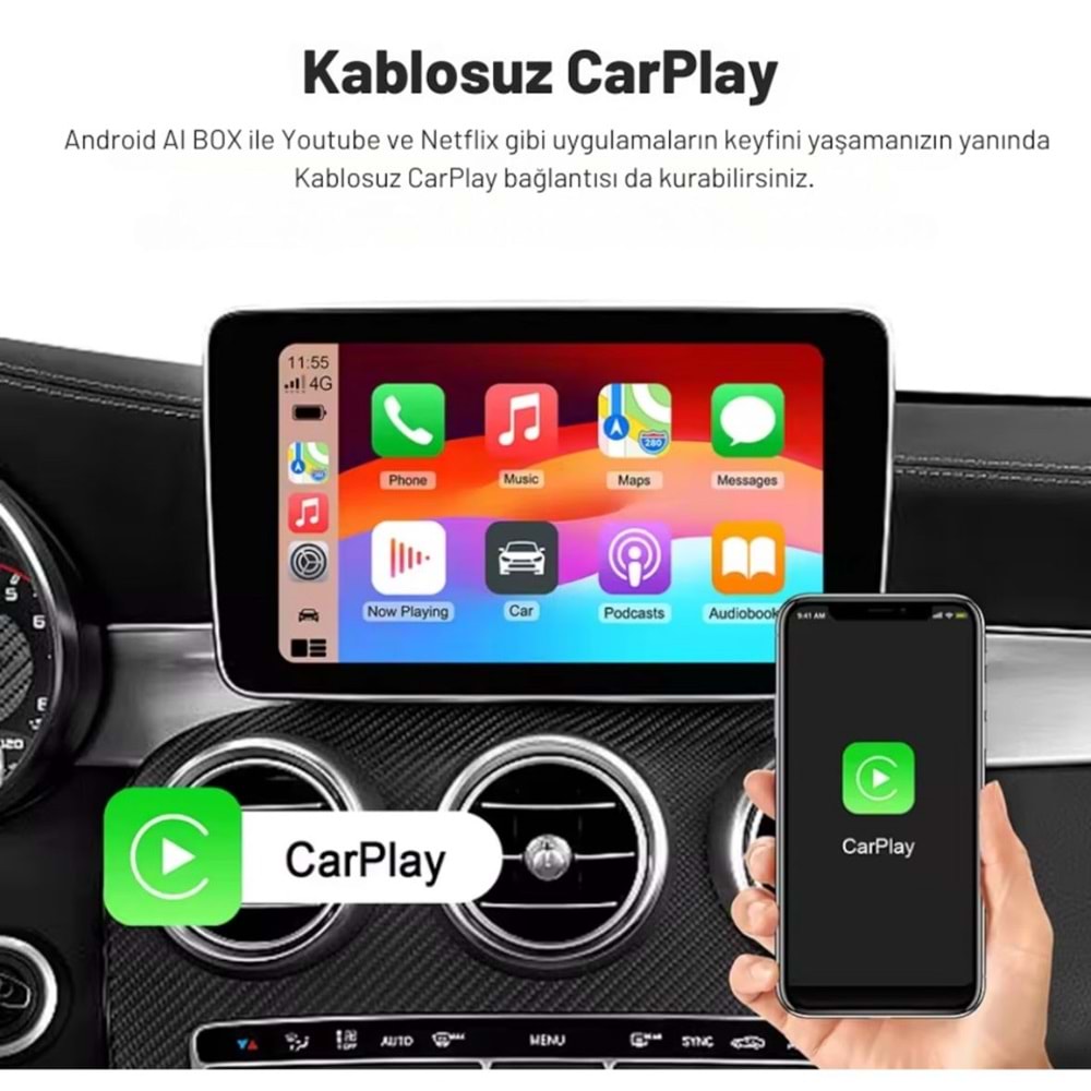 SMART PARNER RM-KPL062B 2+32GB KABLOSUZ CAR PLAY/ ANDROID OTO ADAPTÖRÜ