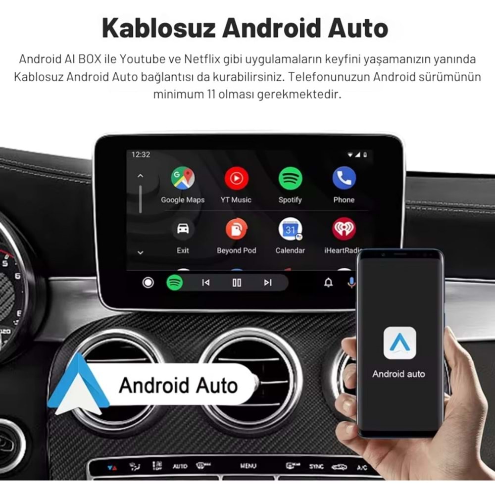 SMART PARNER RM-KPL062B 2+32GB KABLOSUZ CAR PLAY/ ANDROID OTO ADAPTÖRÜ