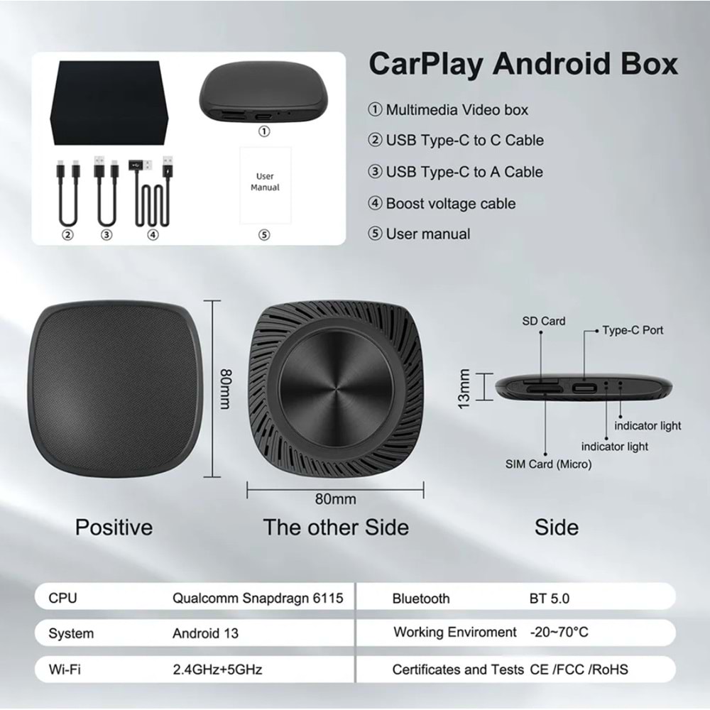 SMART PARNER RM-KPL070 4+64GB KABLOSUZ CAR PLAY/ ANDROID OTO ADAPTÖRÜ