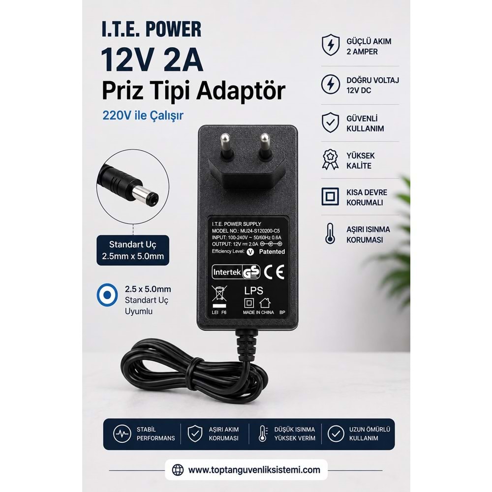 İTE 12 V - 2 AMPER PİRİZ TİPİ