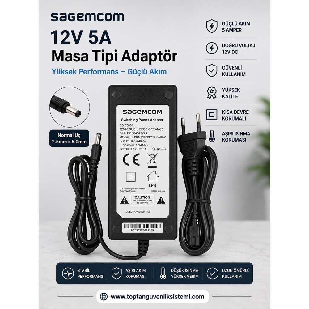 SAGEMCOM 12 V - 5 AMPER MASA TİPİ