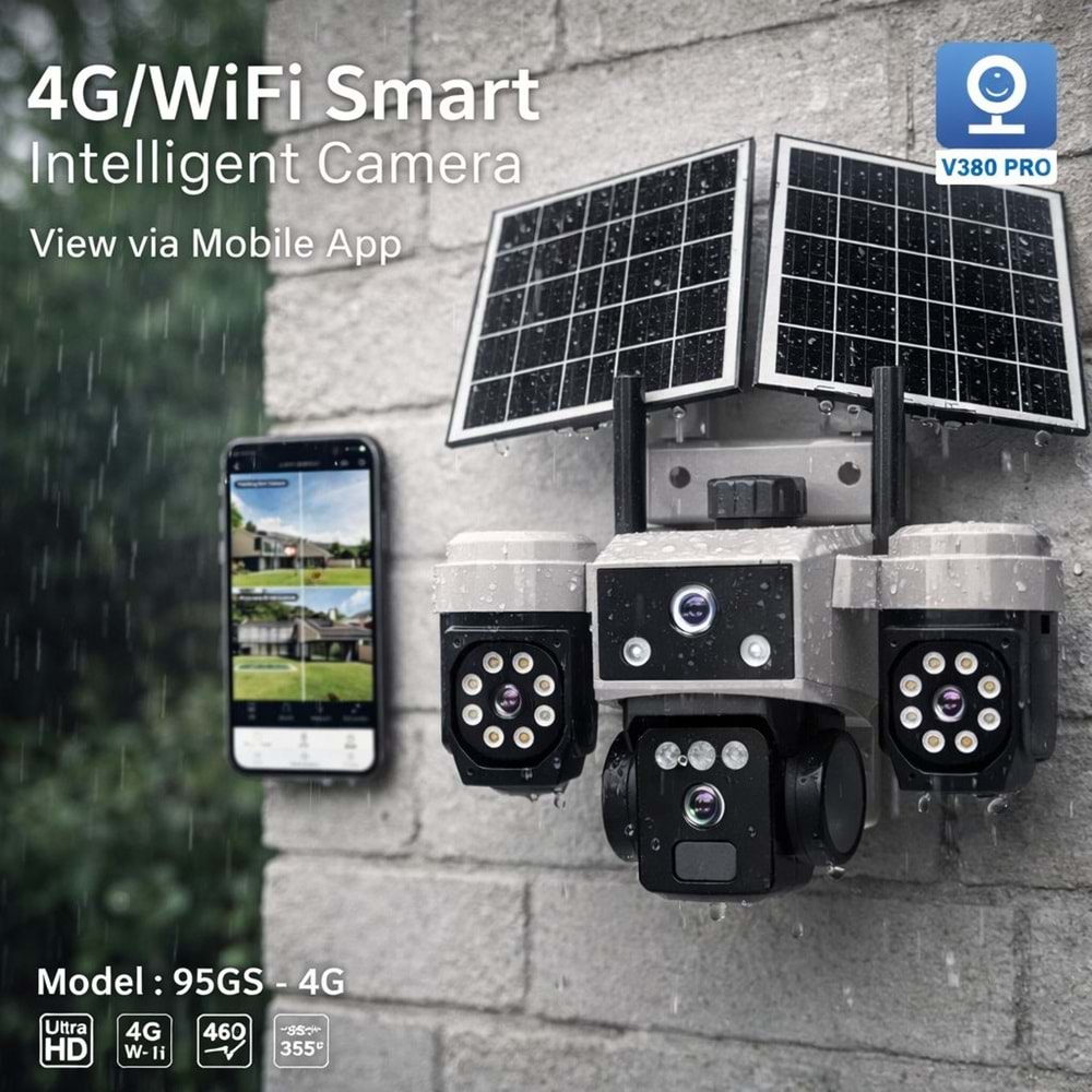 X5Tech RX-95GS Solar 4G Sim Kartlı 3 Lensli 5 Volt 2A Güvenlik Kamerası