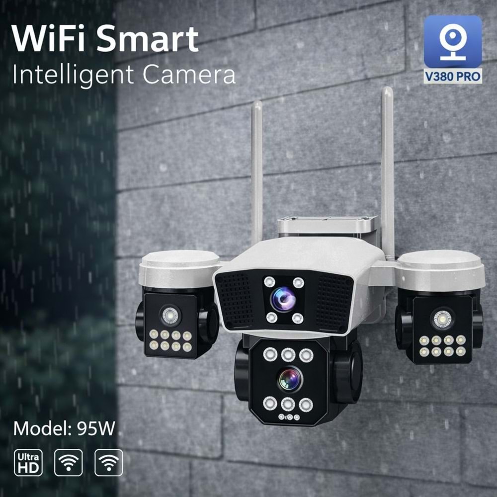 X5Tech RX-95W Wifi 3 Lensli 12 Volt 2A Kablosuz Güvenlik Kamerası