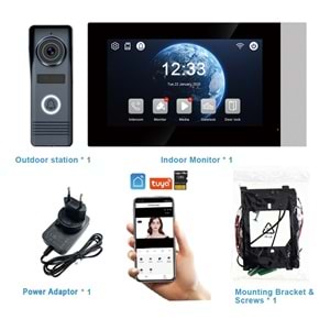 SECURITECH 2 TEL TUYA-SMART LİFE 7 INCH AKILLI İNTERKOM SETİ FAHRDS71+FHV1-2W