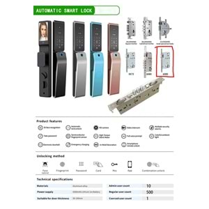 SECURITECH HP-01 6085 YÜZ-TANIMA-PARM.AVUÇ OKUMA ŞİFRE KART APP TUYA SMART LİFE AKILLI KİLİT SETİ