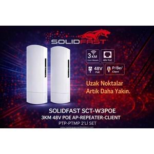 SOLIDFAST 3KM 48V POE AP-REPEATER-CLIENT PTP-PTMP 2 Lİ SET(A69)