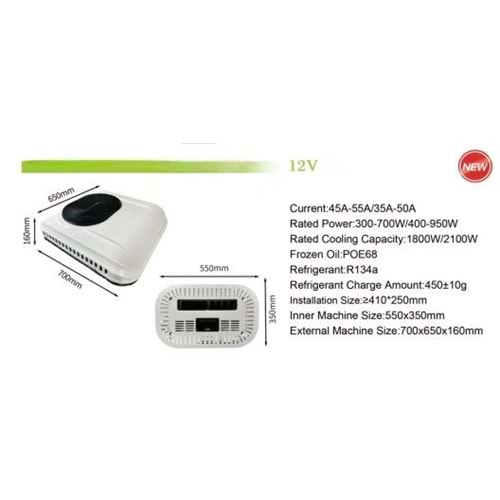 12V 1800W ARAÇ TAVAN KLİMASI