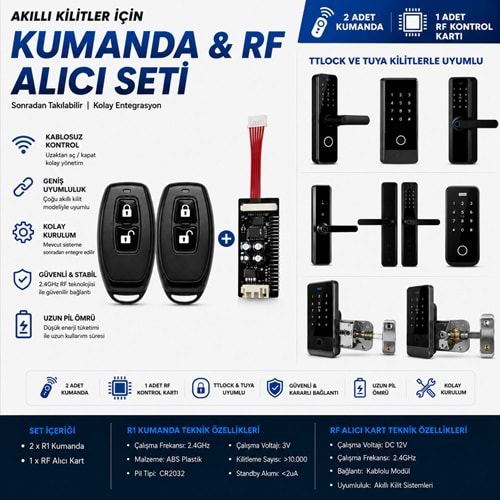 SECURITECH AKILLI KİLİT UZAKTAN KUMANDA ALICI VE KUMANDA SETİ TTLOCK VE TUYA KİLİTLER İÇİN