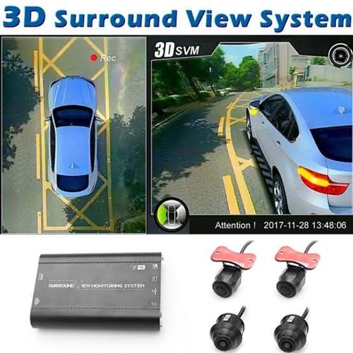 SECURITECH 360 DERECE PANAROMİK ARAÇ KAMERA SİSTEMİ 4 KAMERA + HOST (360 SURROUND VIEW)