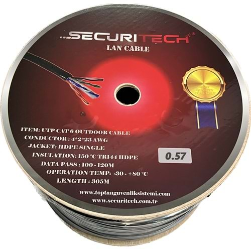 SECURITECH 23AWG CAT6 OUTDOOR (PE) 0.57MM CCA 305MT KABLO