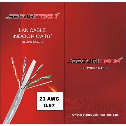 SECURITECH 23AWG CAT6 INDOOR (PVC) 0.57MM CCA 305MT KABLO