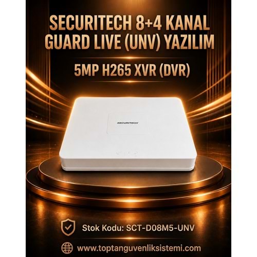 SECURITECH 8+4 KANAL GUARD LIVE (UNV) YAZILIM 5MP H265 XVR (DVR)