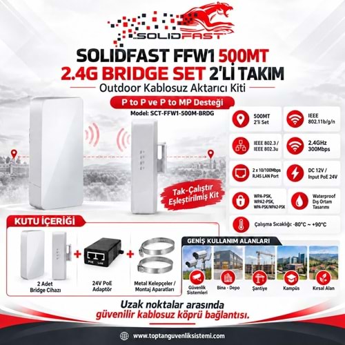 SOLIDFAST FFW1 500MT 2.4G BRIGDE SET 2 Lİ TAKIM (PTP-PTMP-CPE)(A61)(E3)