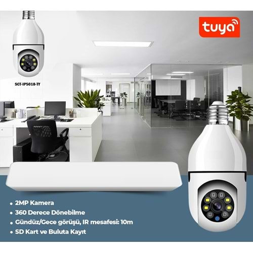 SECURITECH (TUYA 2MP İÇ ORTAM WİFİ AMPUL HAREKETLİ KAMERA) (E38)