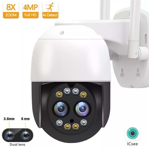 SCT-IPSD5048M4-X-TFW 4MP-SD KART-WIFI 8X MINI SPEED DOME KAMERA (E27)(B18)(B13)