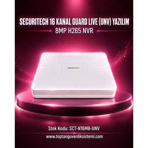 SECURITECH 16 KANAL GUARD LIVE (UNV) YAZILIM 8MP H265 NVR