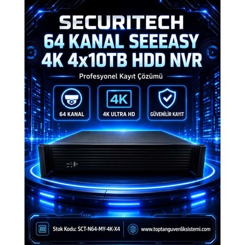 SECURITECH 64 KANAL SEEEASY 4K 4x10TB HDD NVR